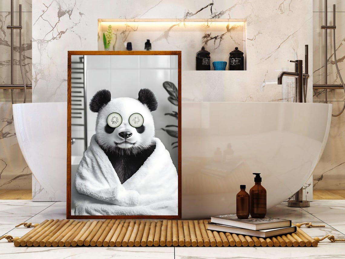 Pampered Panda in a Towel With Cucumber Slices on Eyes Poster - Image 5
