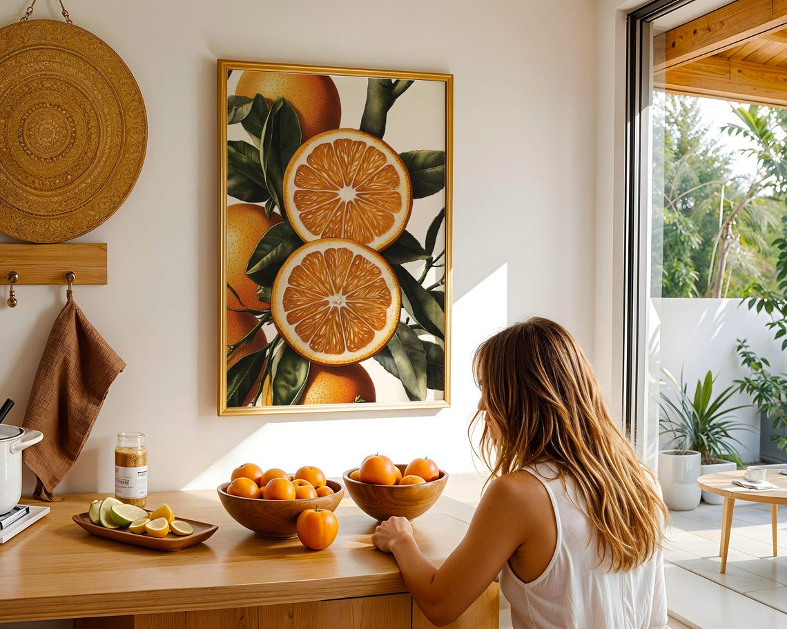 Vintage Orange Botanical Illustration Citrus Fruit Kitchen Poster - Image 5