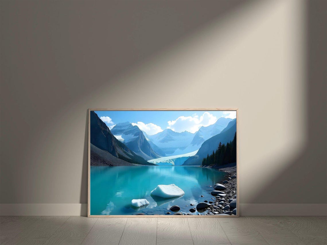 Stunning Mountain Lake View Wall Art Nature Landscape Poster Scenic Snowy Mountains Print Tranquil Blue Water Photography Decor - Image 5