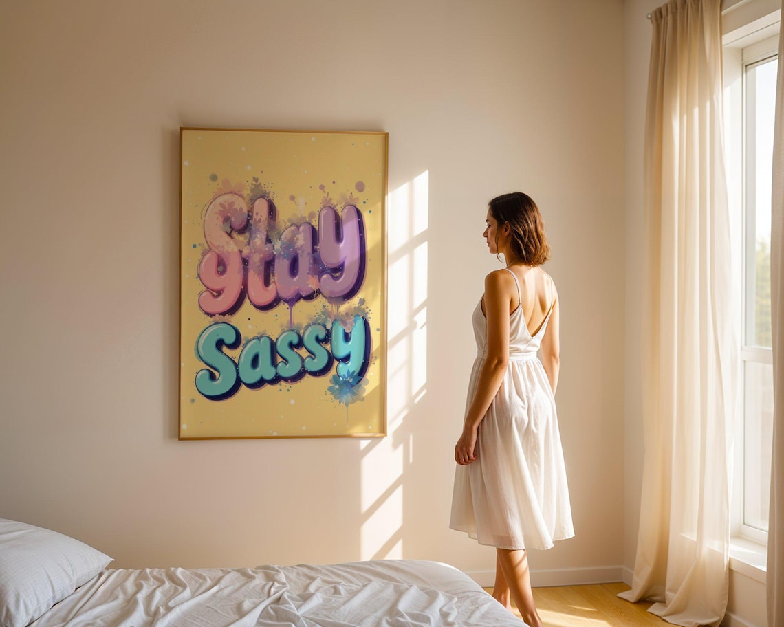 Stay Sassy Colorful Dripping Graffiti Bubble Letter Quote Poster - Image 5