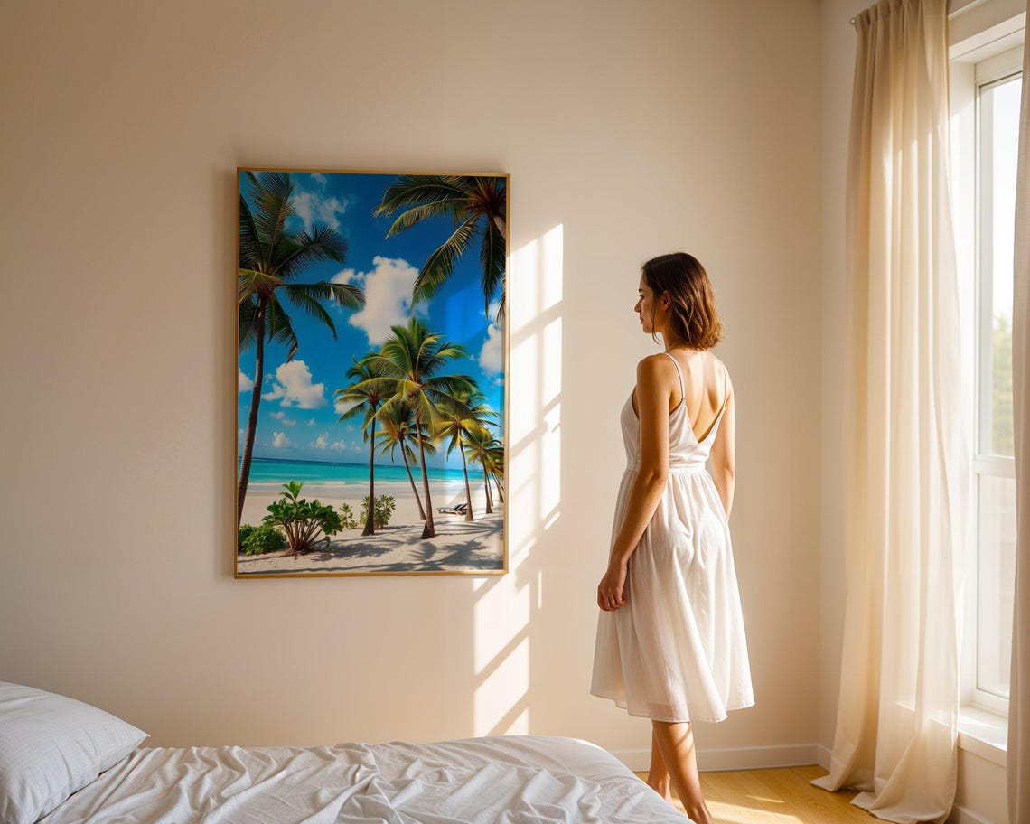 Tall Palm Trees on Pristine Tropical Beach with Turquoise Sea Poster - Image 4