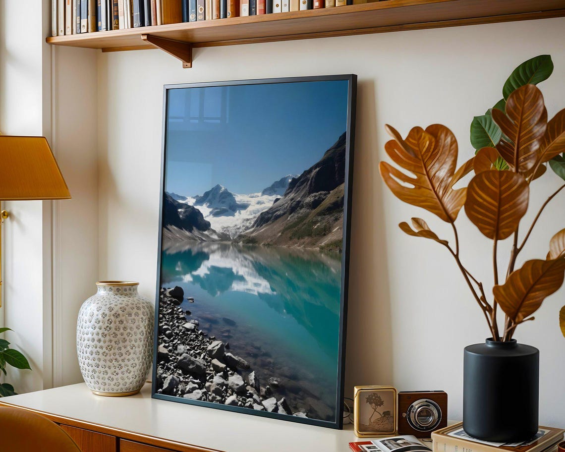 Stunning Mountain Lake Reflection Wall Art Scenic Nature Photography Serene Lake And Snowy Mountains Poster Tranquil Landscape Print - Image 3