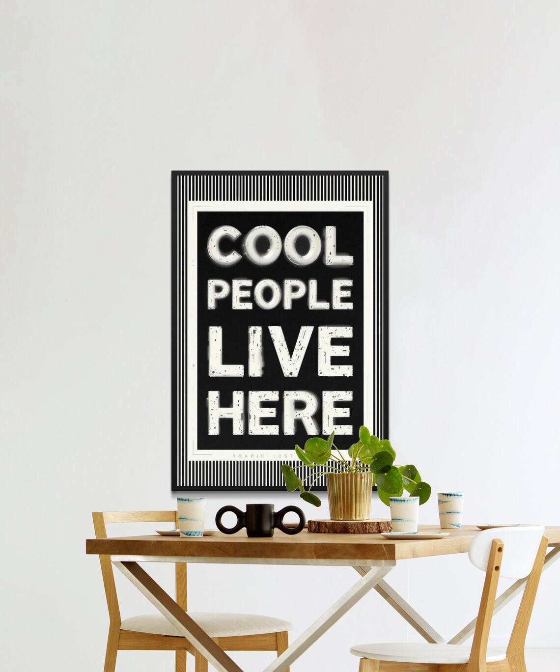 Cool People Live Here Wall Art Modern Quote Poster Black And White Typography Instant Gift - Image 2