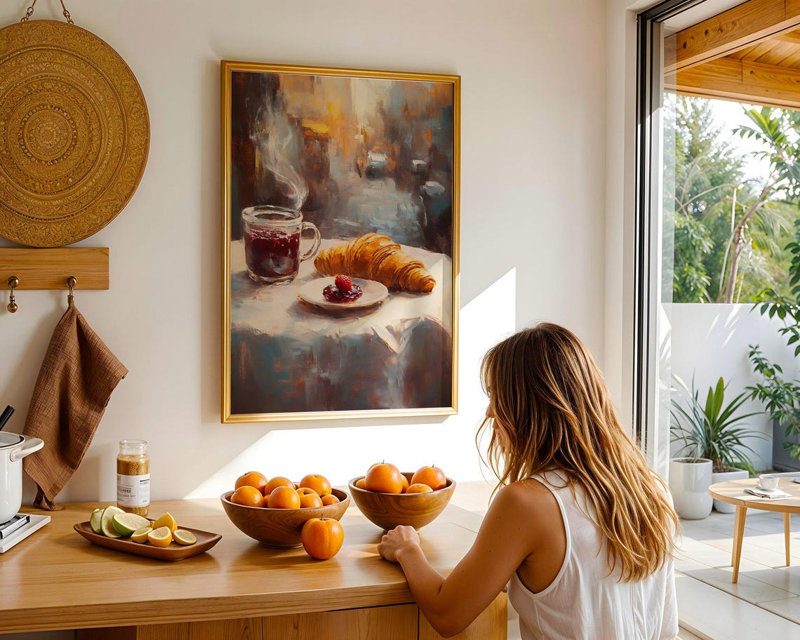 Buttery Croissant and Hot Tea on a Parisian Cafe Table Poster - Image 4