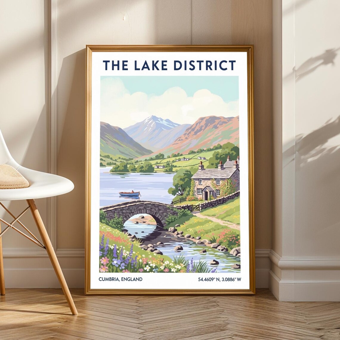 The Lake District Cottage Stone Bridge Cumbria England Travel Poster