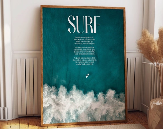 Surf Art Print Captivating Ocean Waves Poster Inspiring Surfing Scene Wall Art For Coastal Decor Enthusiasts