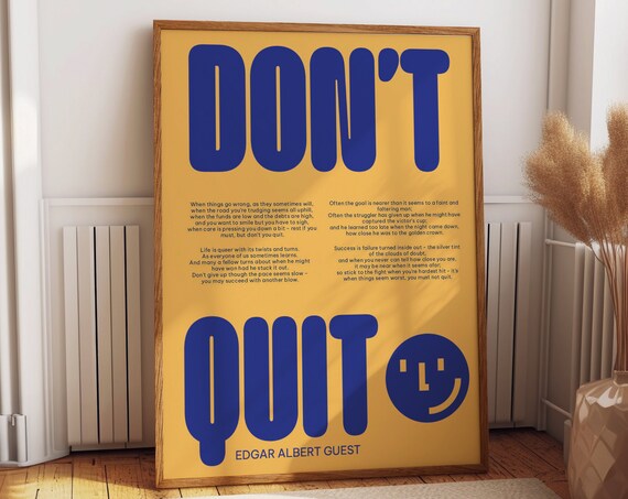 Don't Quit Poem Edgar Albert Guest Inspirational Perseverance Poster