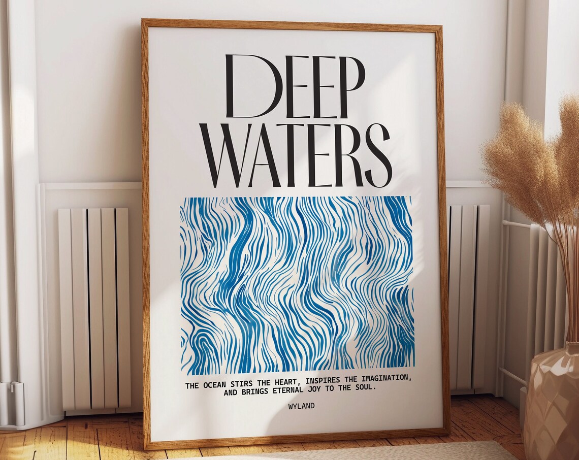 Deep Waters Inspirational Wall Art, Modern Coastal Decor