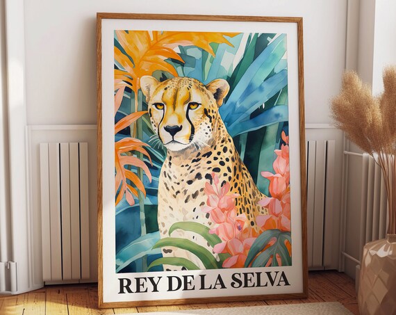 Rey De La Selva Watercolor Cheetah Tropical Jungle Wildlife Art Print