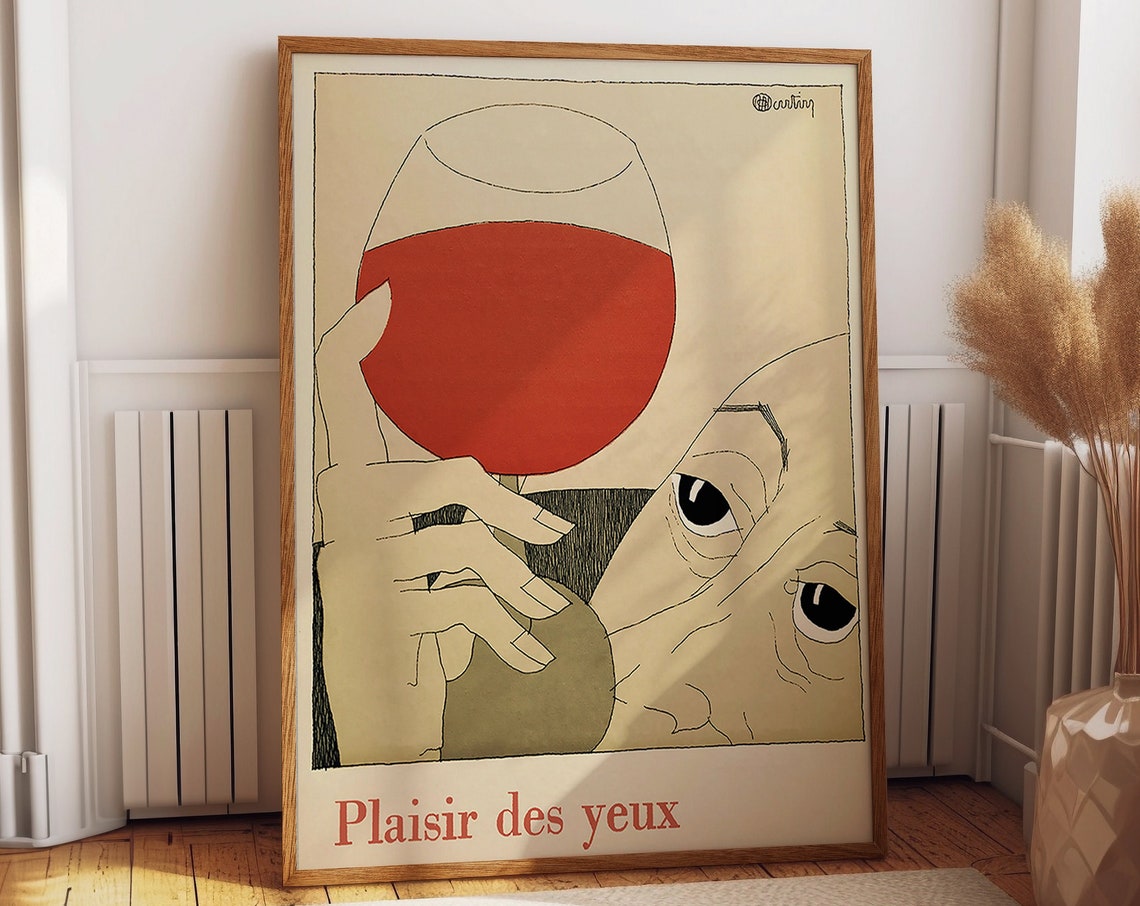 French Wine Vintage Illustration, Bistro Decor Art Print