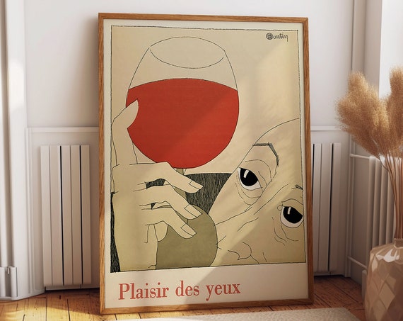 French Wine Vintage Illustration, Bistro Decor Art Print
