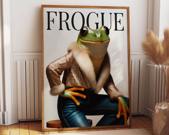 Fashion Frog in Golden Blazer Poster, Frogue Magazine