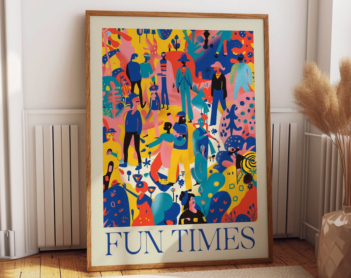 Fun Times Poster Vibrant Matisse Inspired Community Gathering Wall Art Poster Or Print