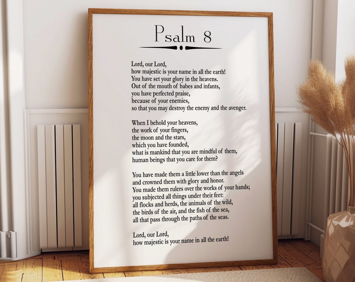 Psalm 8 Bible Scripture Verse Minimalist Christian Wall Poster