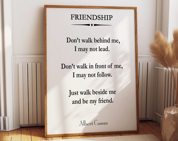 Albert Camus Walk Beside Me Friendship Classic Literary Poster