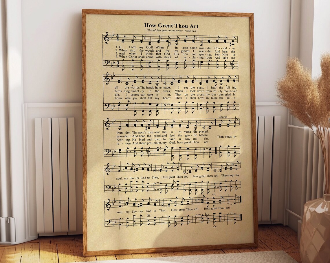 How Great Thou Art Music Sheet Lyrics Poster
