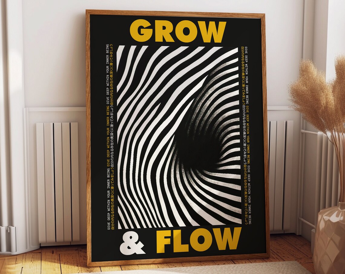 Grow Flow Motivational Quote, Contemporary Work Decor