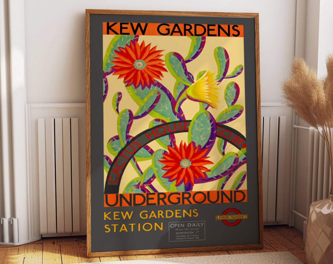 Kew Gardens Vintage Travel Poster, London Floral Decor