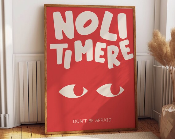 Noli Timere Don't Be Afraid Red Retro Motivational Art Print