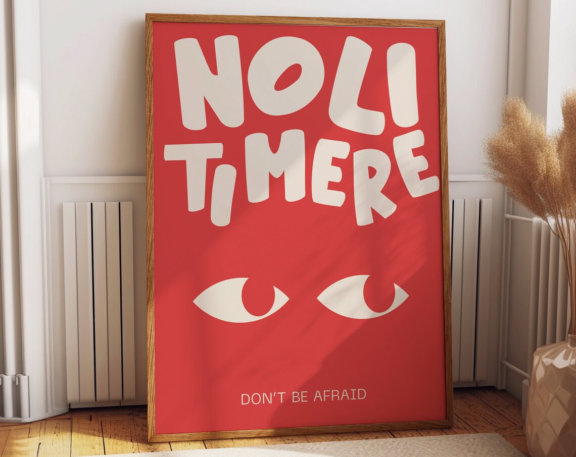 Noli Timere Don't Be Afraid Red Retro Motivational Art Print