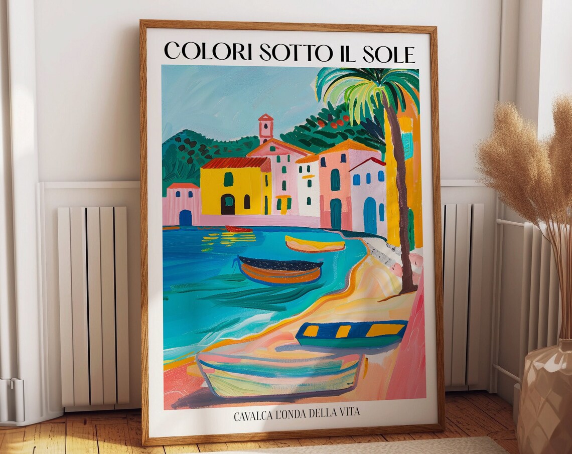 Matisse-Inspired Italian Coastline Travel Poster