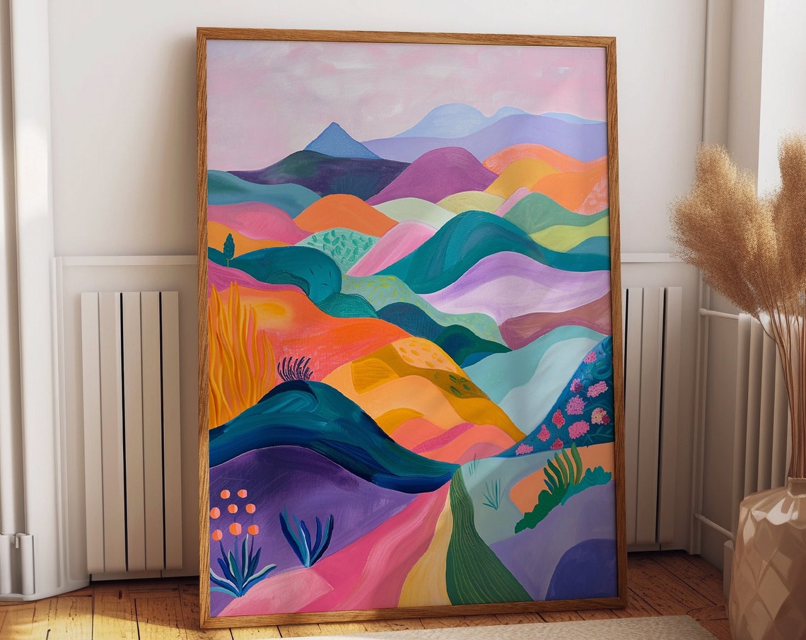 Mountain Peaks Poster Matisse Inspired Abstract Art Colorful Mountain Landscape Wall Art Poster Or Print
