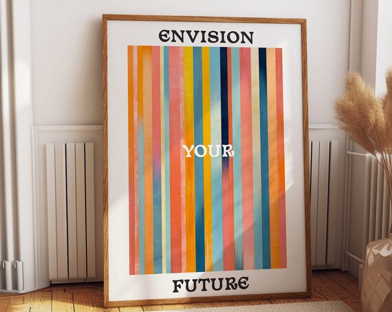 Envision Your Future Colorful Striped Motivational Wall Poster