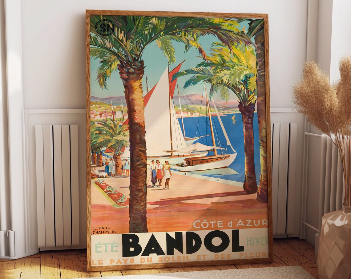 Bandol French Travel Poster, Summer Wall Decor