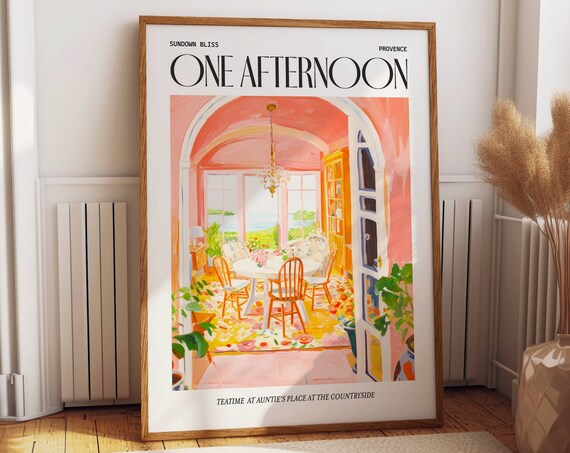 Afternoon Tea Art Poster Provence Warm Countryside Home Interior Wall Decor Sundown Bliss Wall Art For Living Spaces