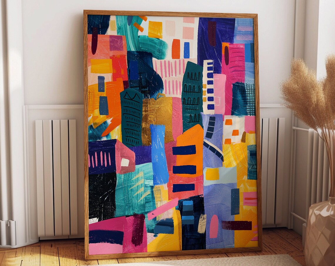 Urban Abstract Art, Matisse Inspired Cityscape