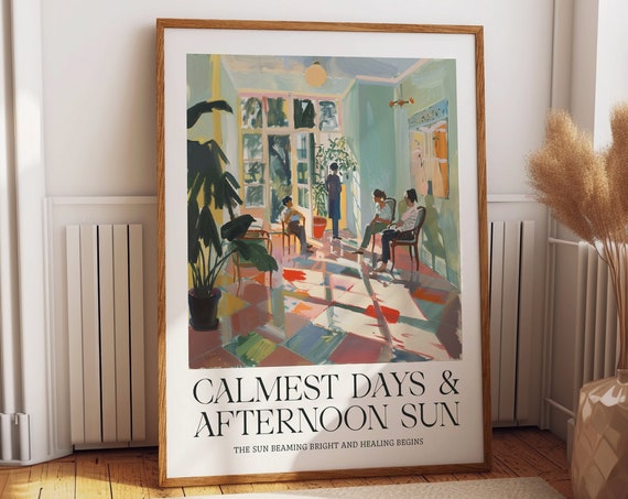 Calm Interior Art Poster Sunlit Room Wall Art Calmest Days Afternoon Sun Inspired By Matisse Poster Or Print