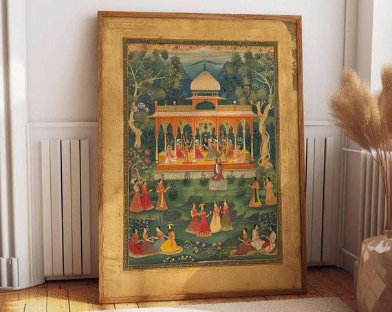 Indian Pichwai Art Poster Traditional Indian Royal Pavilion Dance Cultural Heritage Wall Art Poster Or Print