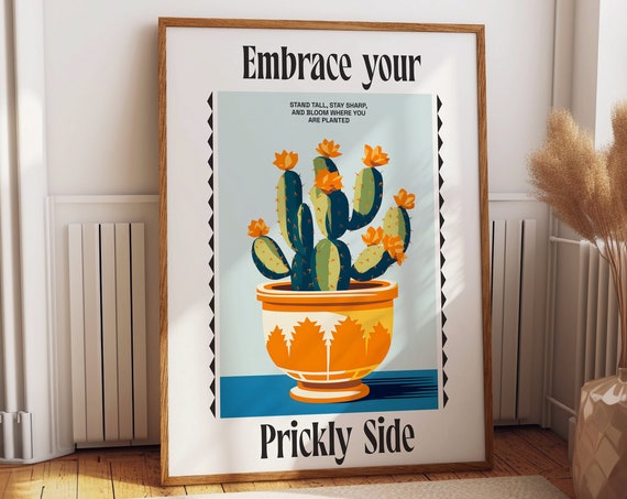 Prickly Side Cactus Quote Poster Print, Desert Decor