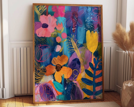 Matisse-Inspired Floral Abundance Botanical Art Print
