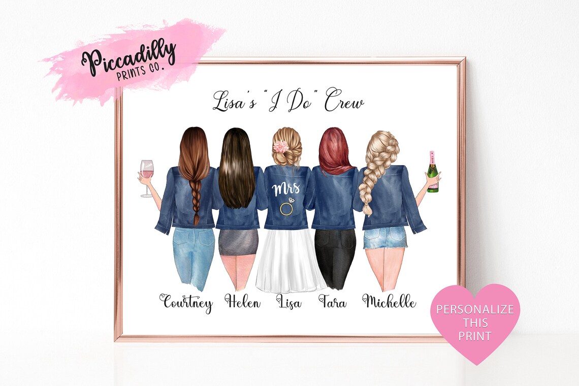 Custom Bachelorette Party Print, I Do Crew Gift Art Print