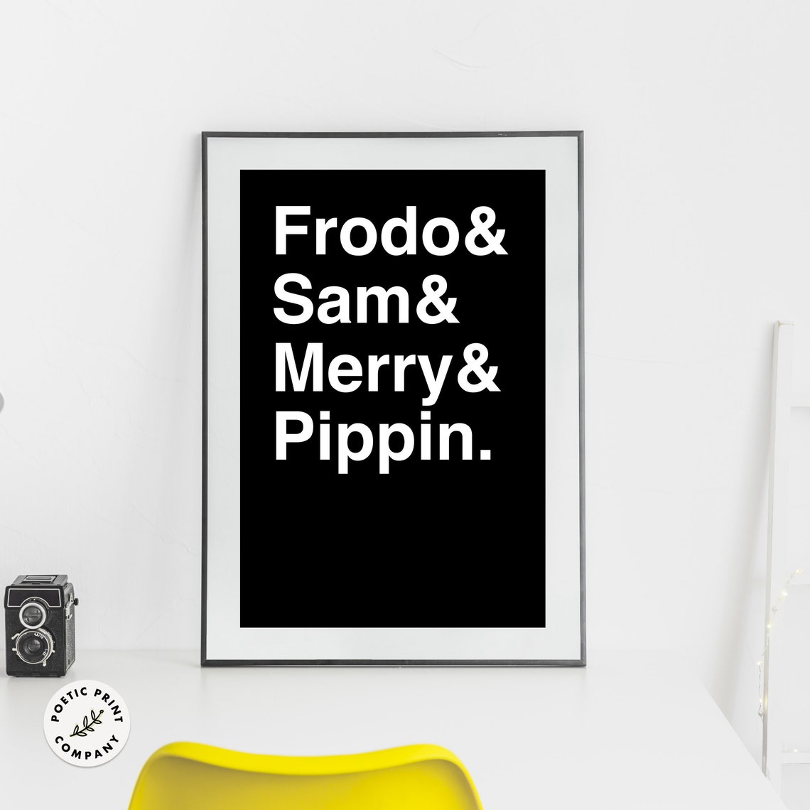 Frodo Sam Merry Pippin Lord Of The Rings Minimalist Black White Poster - Image 4