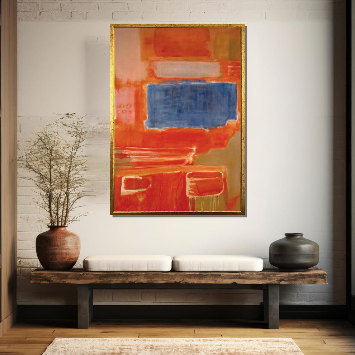 Mark Rothko Inspired Abstract Painting Bold Orange And Blue Expressionist Art Gift For Modern Home Interiors - Image 5