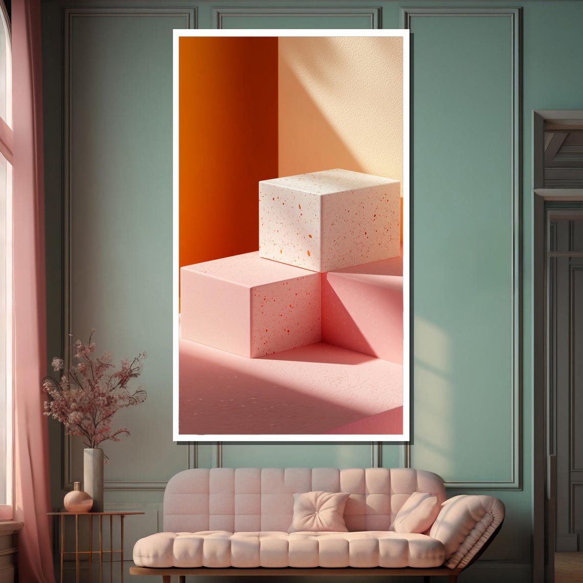 Minimalist Terrazzo Painting Soft Pastel Geometric Wall Art Modern Abstract Home Decor Elegant Textured Artwork Unique Gift - Image 2