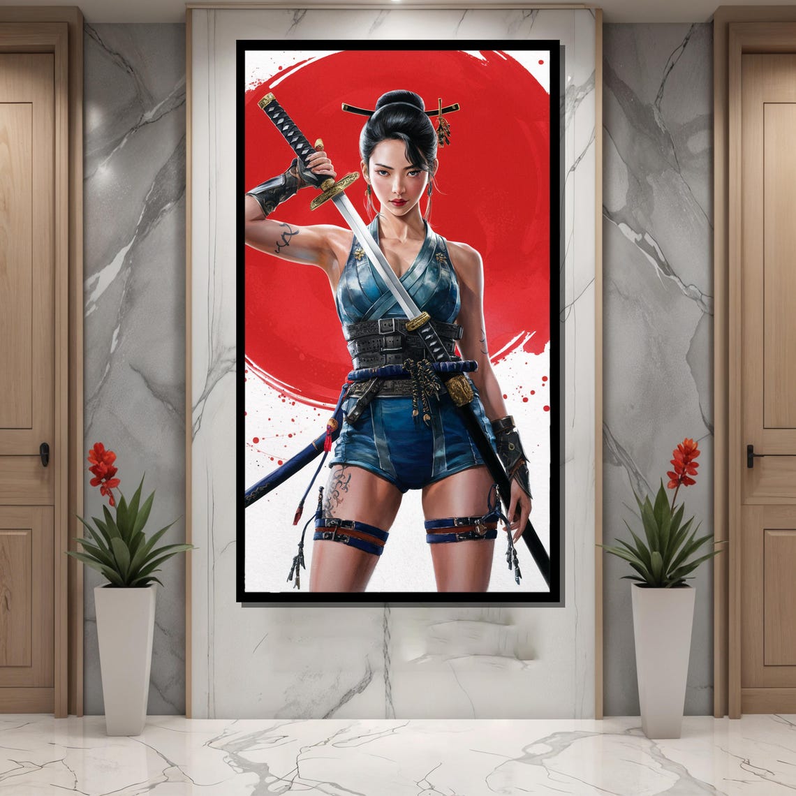 Samurai Warrior Woman Painting Bold And Dynamic Japanese Art Featuring A Strong Female Fighter Unique Gift For Art Lovers - Image 4
