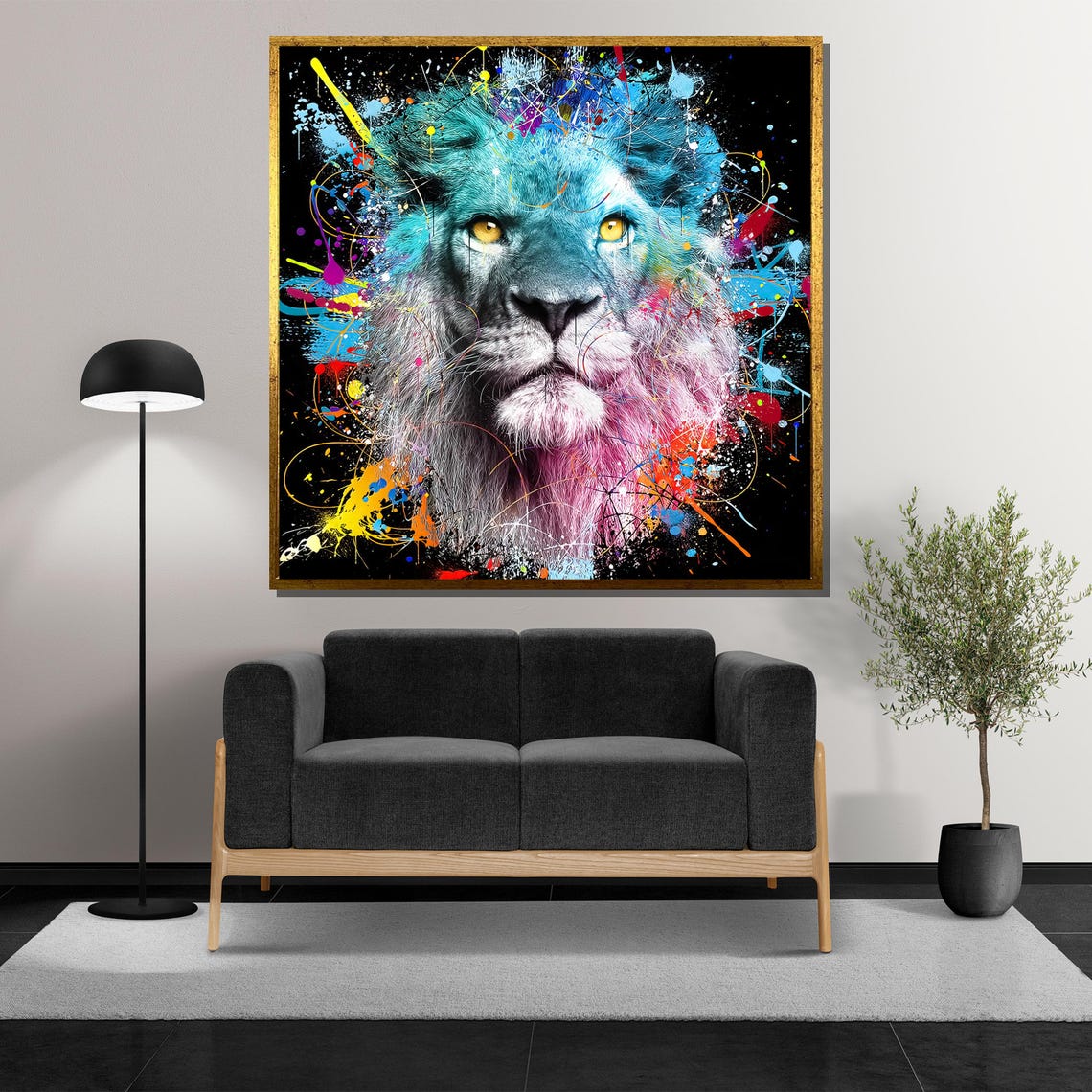 Vibrant Graffiti Lion Painting Bold Urban Art For Modern Home Decor Colorful Statement Piece Unique Gift For Art Lovers - Image 5