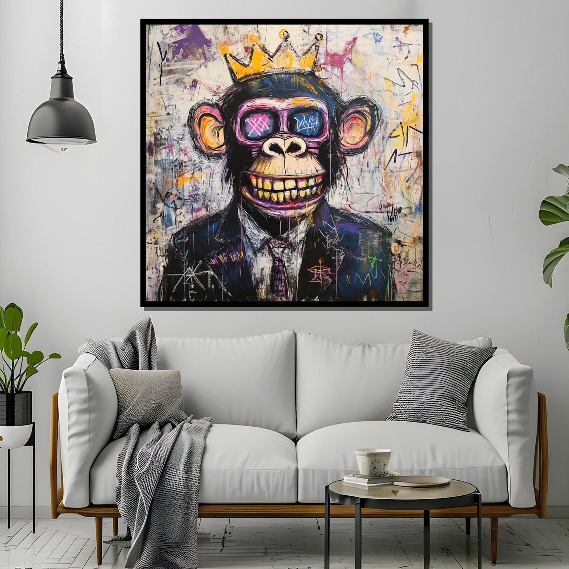 Graffiti Ape in Crown and Sunglasses Wearing Suit Pop Art Poster - Image 4