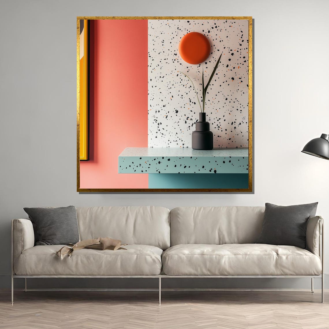 Memphis Design Painting Colorful Geometric Abstract Wall Art Modern Terrazzo Decor Playful Contemporary Artwork Unique Gift
