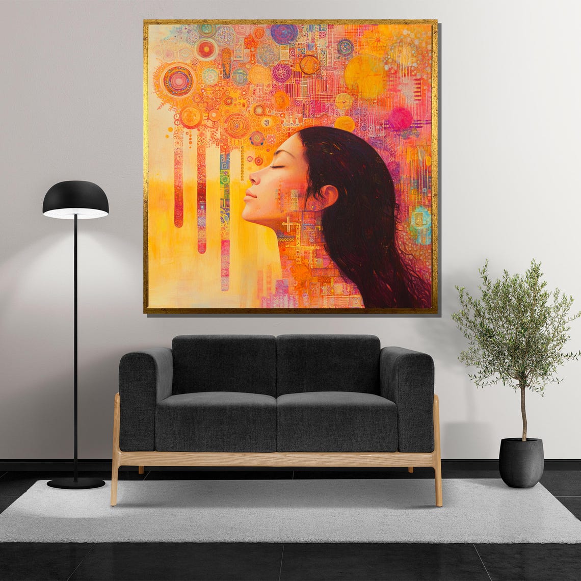 Serene Woman Profile Golden Mandala Spiritual Abstract Poster - Image 5