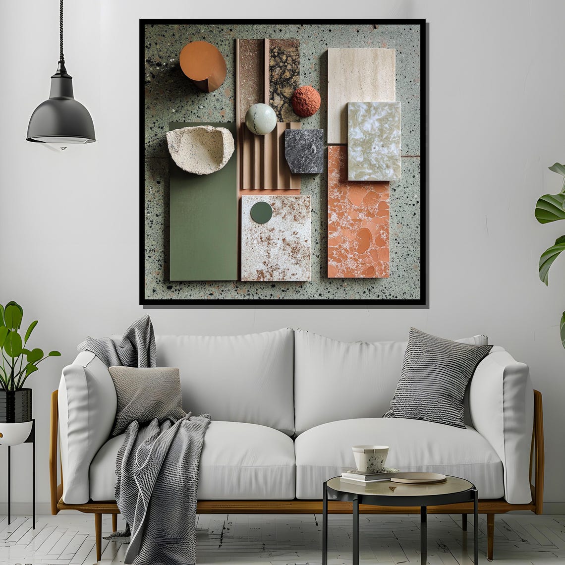 Terracotta and Sage Green Material Board Stone Swatches Poster - Image 4
