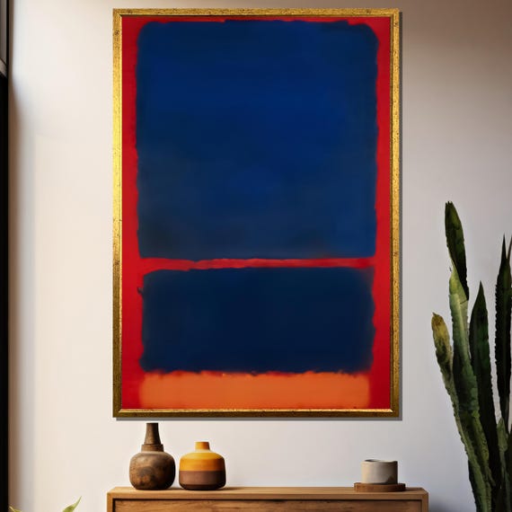 Mark Rothkos Bold Expression Blue And Red Contrast Abstract Painting Gift For Modern Art Lovers