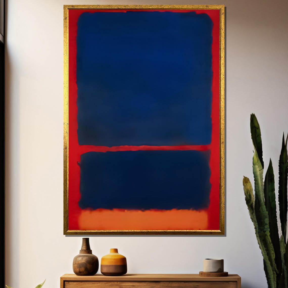 Mark Rothkos Bold Expression Blue And Red Contrast Abstract Painting Gift For Modern Art Lovers