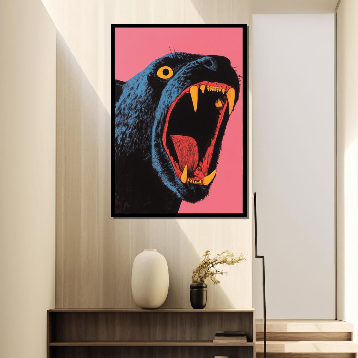 Roaring Black Panther Pop Art On Bold Pink Background Vibrant Poster - Image 4