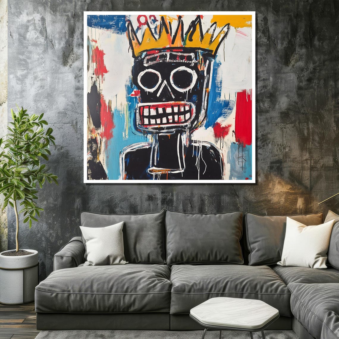 Basquiat Painting Graffiti Skull Art Abstract Neo Expressionist Wall Decor Urban Street Art Print Bold Contemporary Artwork - Image 2