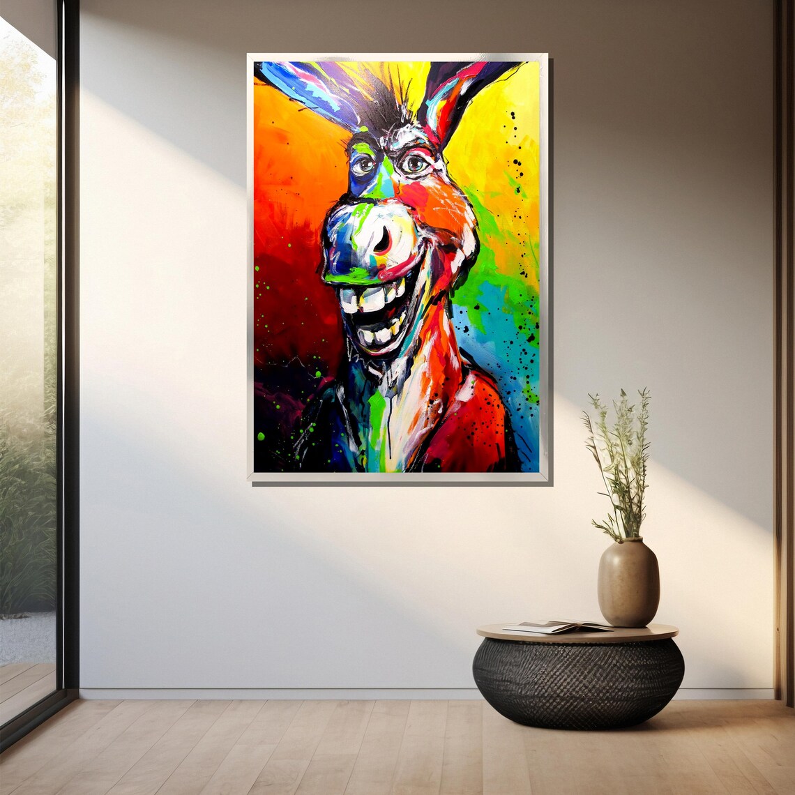 Laughing Donkey Pop Art Portrait In Wild Neon Colors Playful Poster - Image 3