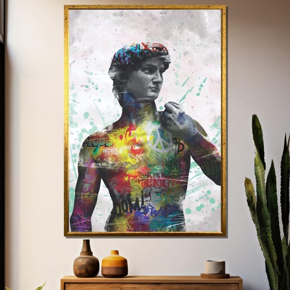 Graffiti David Painting Bold Urban Art Gift Inspired By Classical Sculpture